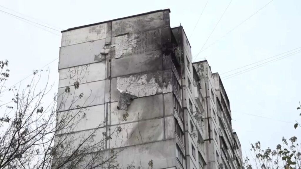 Damage in Kyiv as Russian drone debris rains down on Ukrainian capital