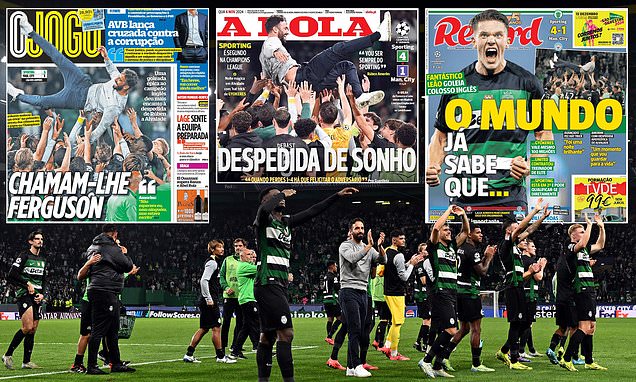 Ruben Amorim is compared to Sir Alex Ferguson as he is hailed by Portuguese press - after the incoming Man United boss led Sporting Lisbon to thumping win over Man City in his final home game