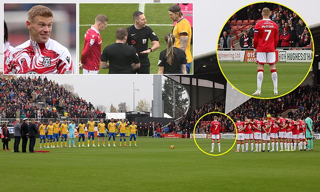 Irish Wrexham star James McClean refuses to link arms with team-mates and stands alone for Remembrance silence, before fans sing he 'hates the King' after latest refusal to wear poppy