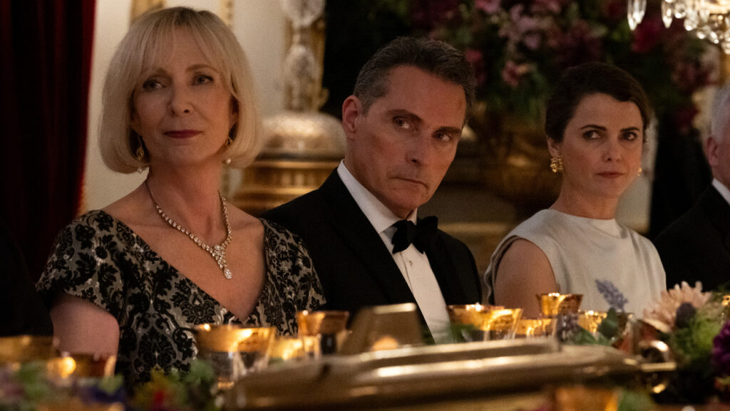 Allison Janney, Rufus Sewell and Keri Russell in 'The Diplomat' season 2 finale.