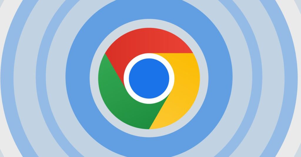 The Google Chrome logo surrounded by blue rings