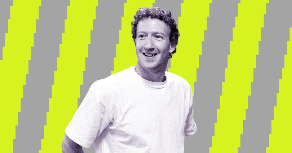 Graphic collage of Mark Zuckerberg.