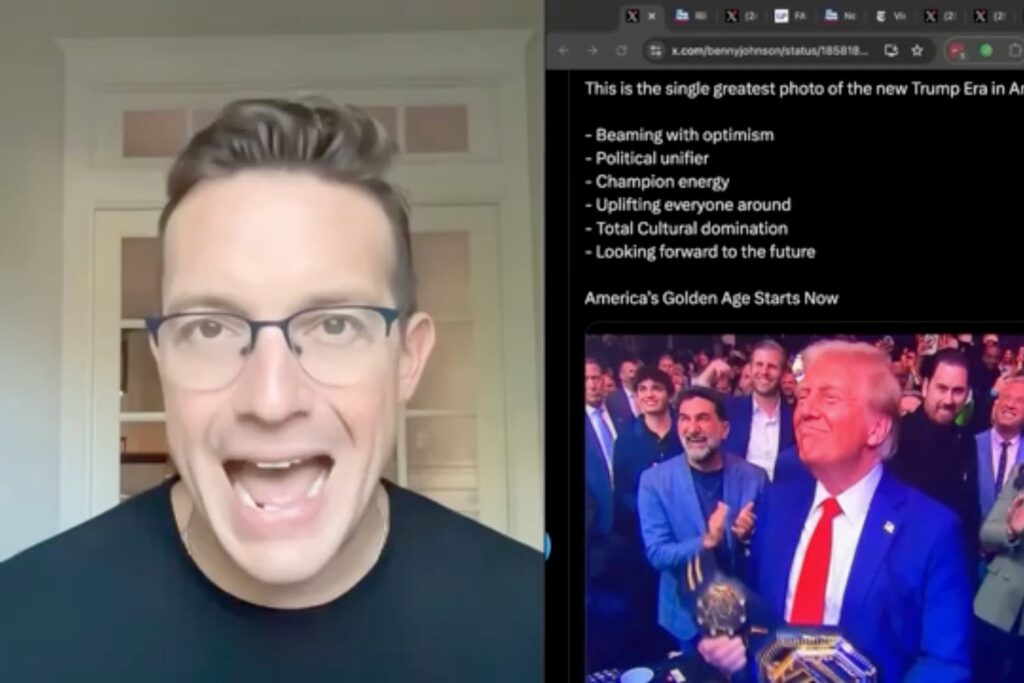 Far-right influencer Benny Johnson in a screenshot from his Nov. 18, 2024 YouTube show.