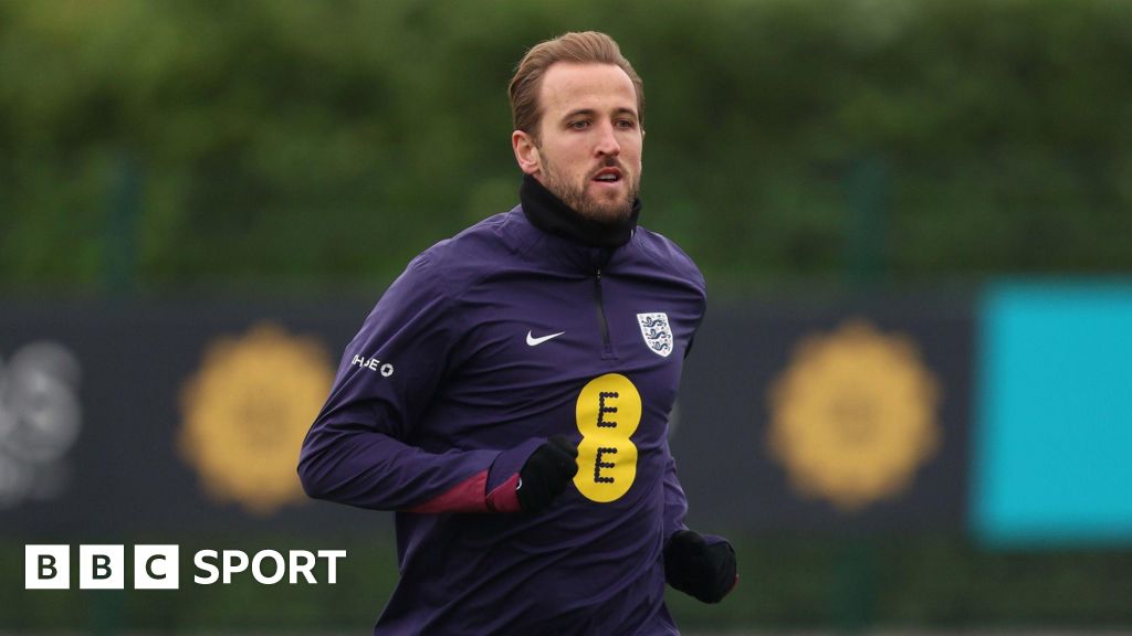 England captain Harry Kane in training