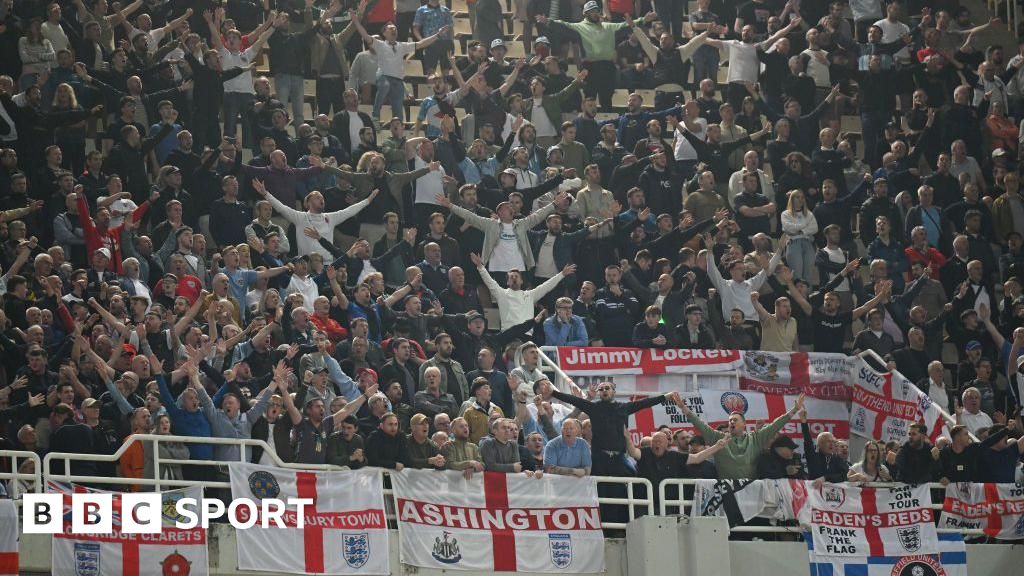 England fans in the stands in Athens