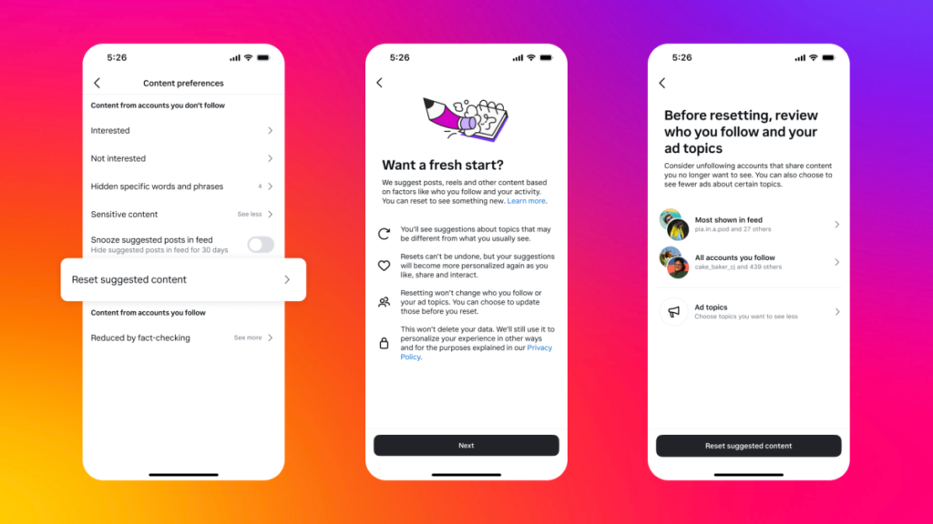 Instagram moves forward with 'reset' tool for users' feeds