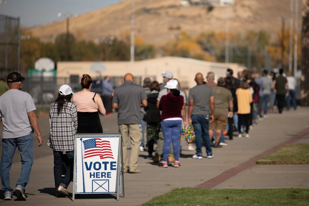 Voters line up for the election.