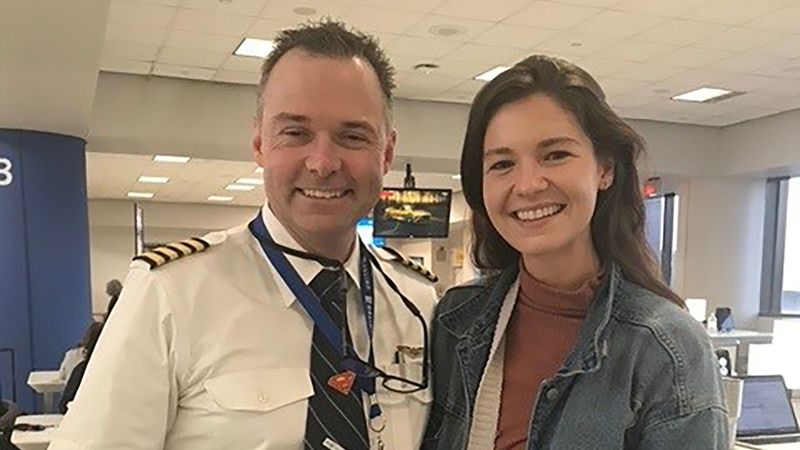 A pilot raced through the airport to surprise an old friend: the woman who saved his life