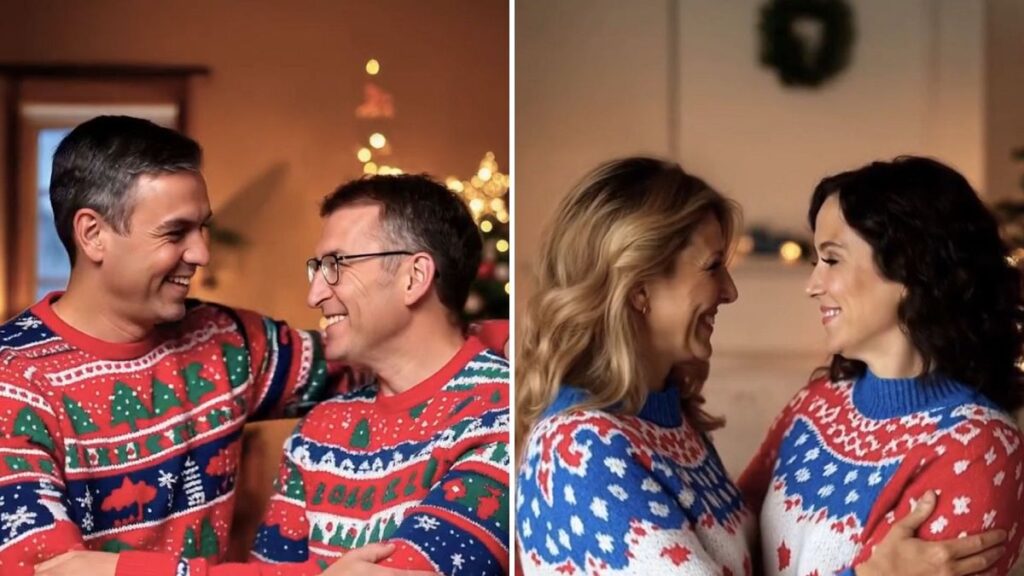 Hugs and kisses? Parody AI video shows rival Spanish politicians reconciling for Christmas