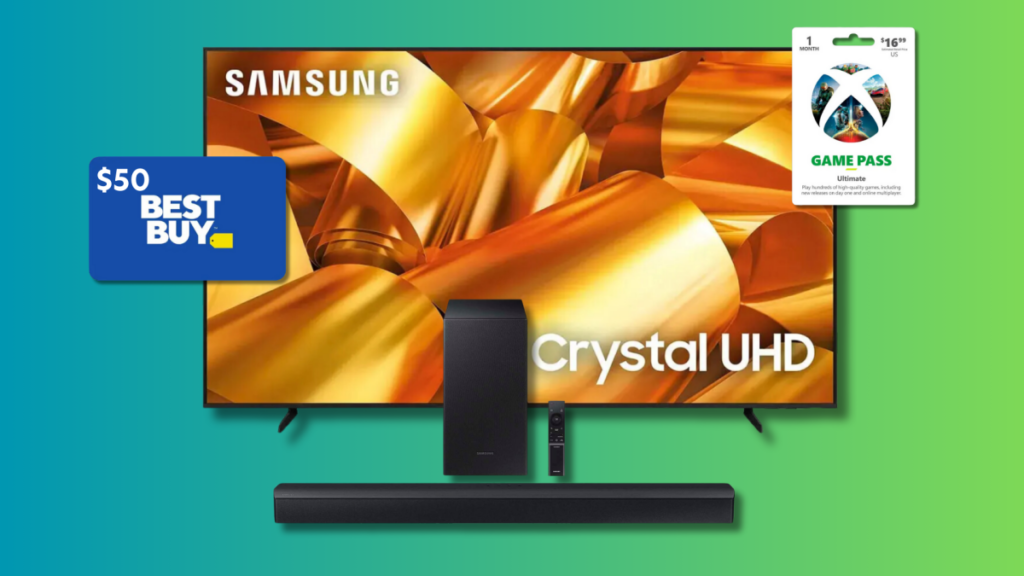 This 75-inch Samsung TV Comes With a Free Soundbar and Subwoofer Combo, and a $50 Gift Card