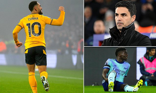 Arsenal 'interested in Matheus Cunha' after Wolves forward starred against Man United as Mikel Arteta aims to bolster attack following Bukayo Saka injury blow