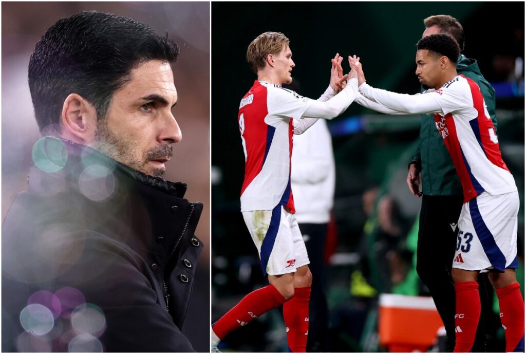 Mikel Arteta, Martin Odegaard, and Ethan Nwaneri