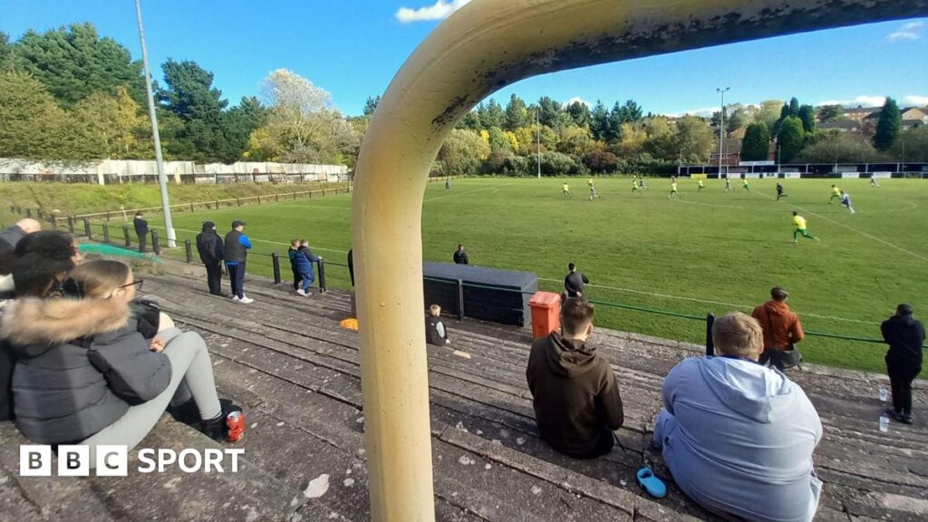 View from the terrace at Gornal Athletic's stadium, Garden Walk ground.