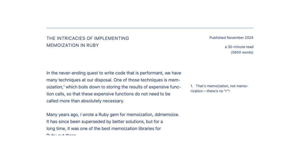 The intricacies of implementing memoization in Ruby
