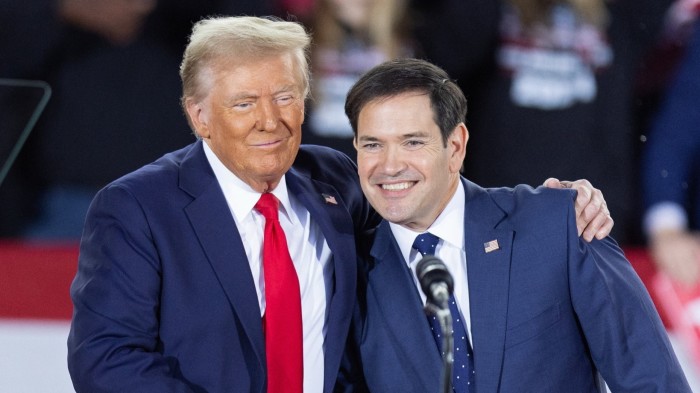 Donald Trump greets Senator Marco Rubio