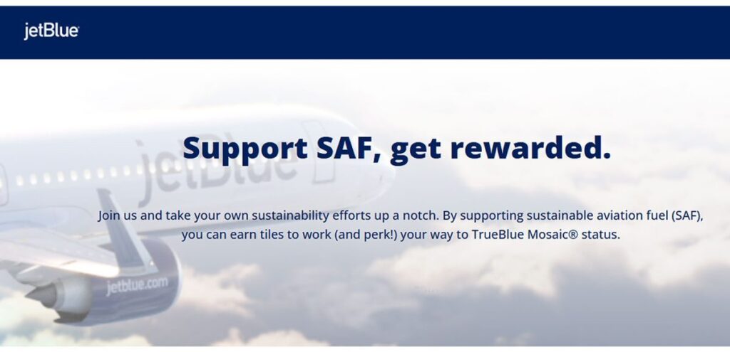 JetBlue customers reach Mosaic through contributions to SAF