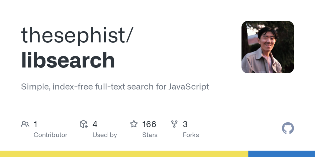 thesephist/libsearch: Simple, index-free full-text search for JavaScript