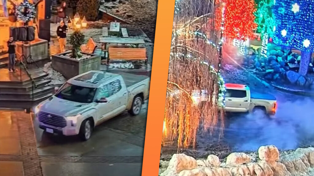 Donut-Ripping Grinch Trashes Town's Christmas Display in a Tundra