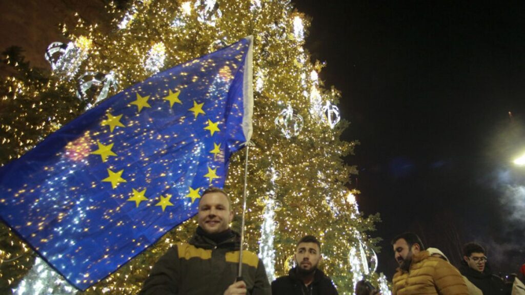 Tens of thousands take to the streets of Tbilisi in anti-government protests on New Year's Eve