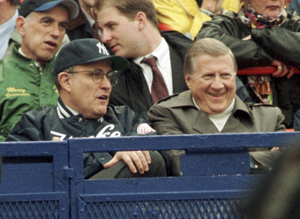 File photograph of the late George Steinbrenner with Rudy Giuliani