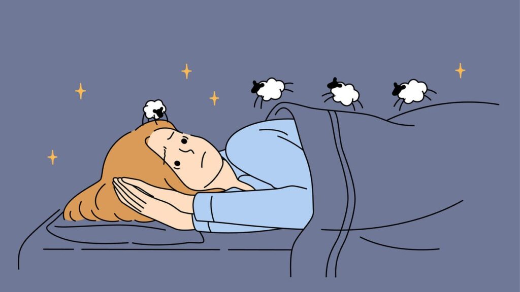 Woman counting sheep but can&apos;t sleep