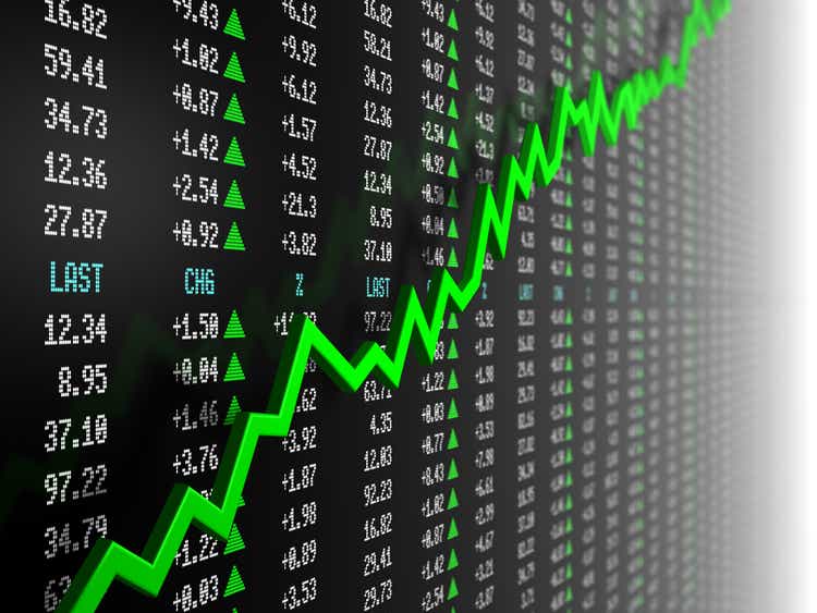 Stock market data with uptrend vector