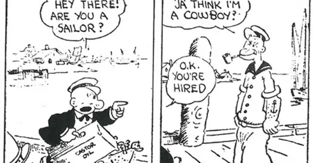 An image showing a Popeye comic strip